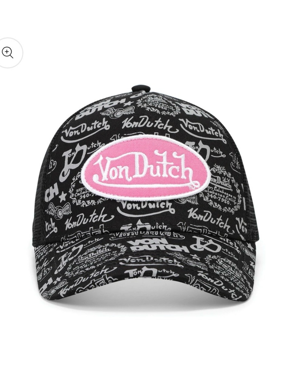 Von Dutch Black Cap with Pink Logo Patch